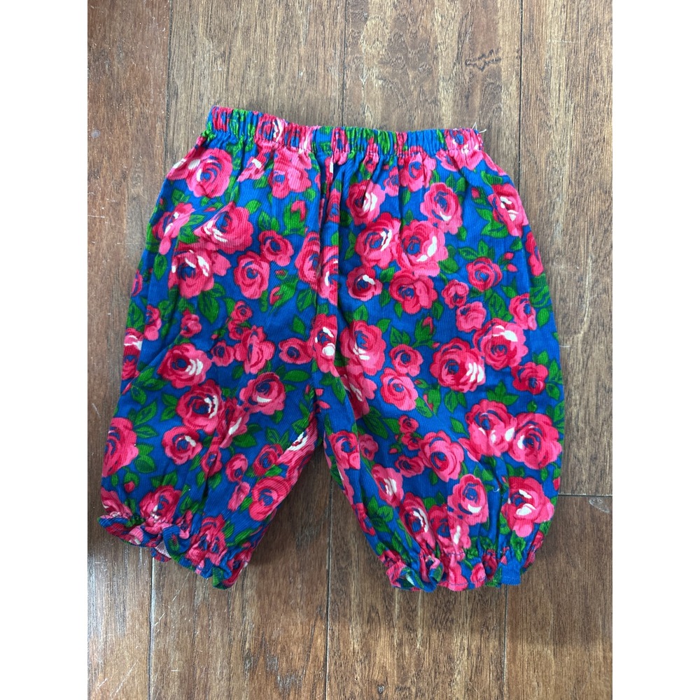 Vintage OshKosh B'gosh Baby Girls bubble Floral Corduroy Bloomer Pants 12M USA